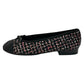 CHANEL CC Mark logo Ribbon Ballerina Shoes, flat shoes, ballet shoes pumps tweed Black/pink Used