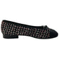 CHANEL CC Mark logo Ribbon Ballerina Shoes, flat shoes, ballet shoes pumps tweed Black/pink Used