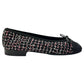 CHANEL CC Mark logo Ribbon Ballerina Shoes, flat shoes, ballet shoes pumps tweed Black/pink Used