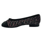CHANEL CC Mark logo Ribbon Ballerina Shoes, flat shoes, ballet shoes pumps tweed Black/pink Used
