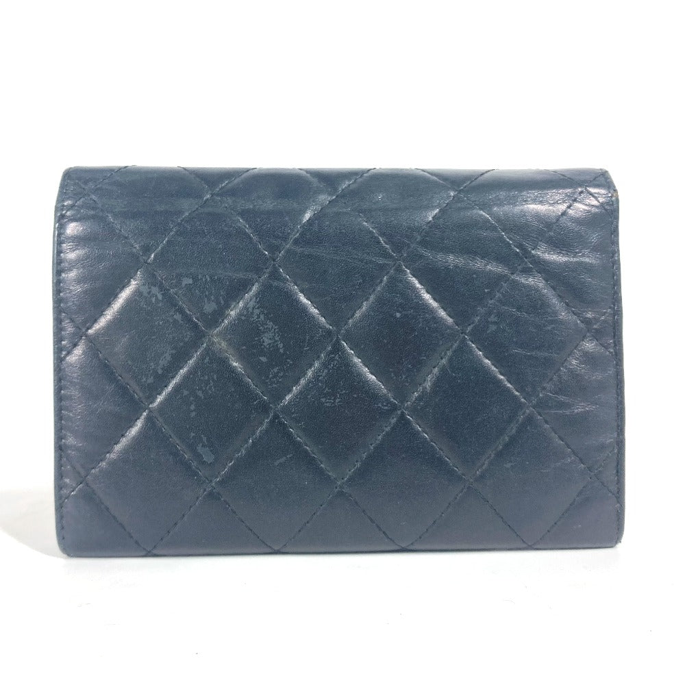 CHANEL カンボンライン CC ココマーク コンパクトウォレット 2つ折り財布 レザー レディース ブラック