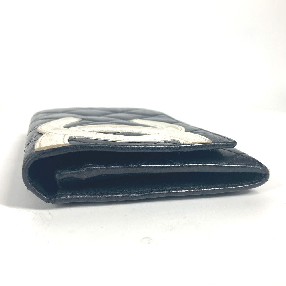 CHANEL カンボンライン CC ココマーク コンパクトウォレット 2つ折り財布 レザー レディース ブラック