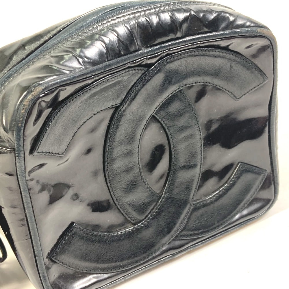 CHANEL CC ココマーク ポシェット タッセル カバン フリンジ チェーン 斜め掛け ショルダーバッグ エナメル レディース ブラック