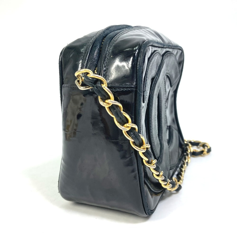 CHANEL CC ココマーク ポシェット タッセル カバン フリンジ チェーン 斜め掛け ショルダーバッグ エナメル レディース ブラック