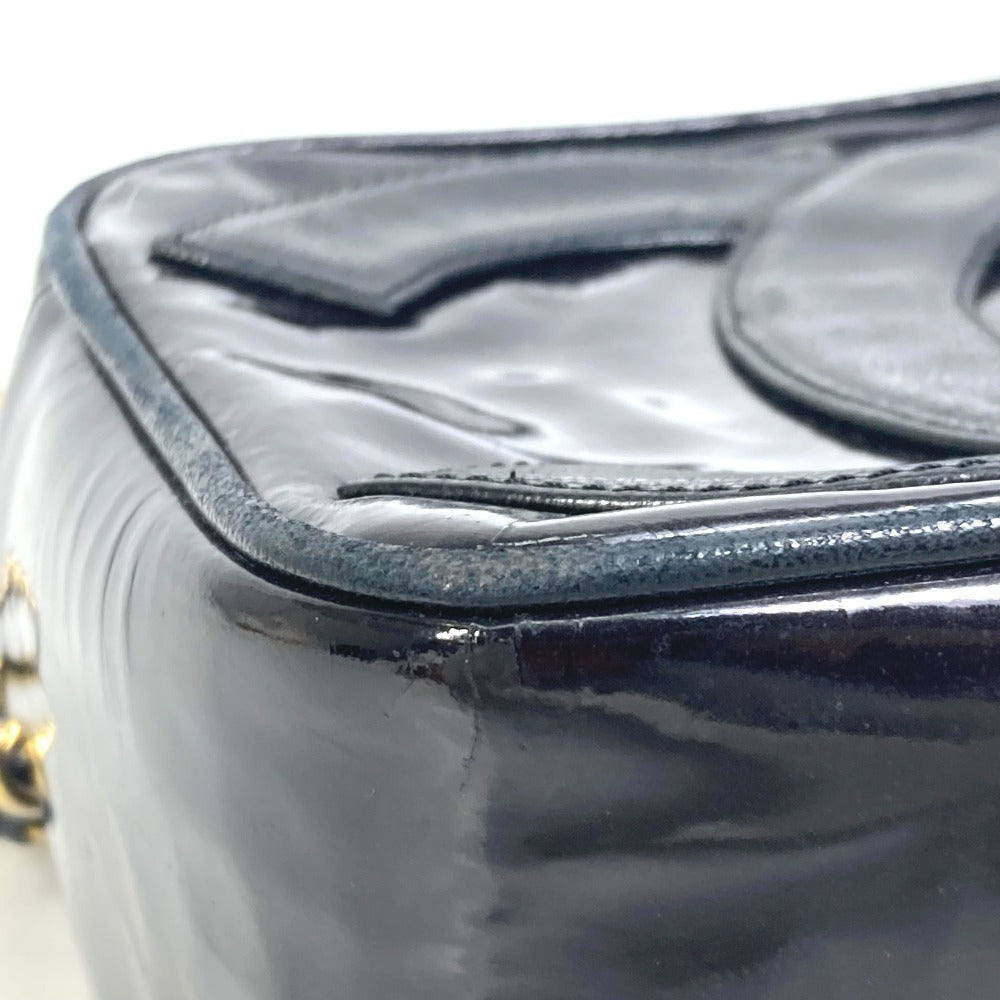 CHANEL CC ココマーク ポシェット タッセル カバン フリンジ チェーン 斜め掛け ショルダーバッグ エナメル レディース ブラック