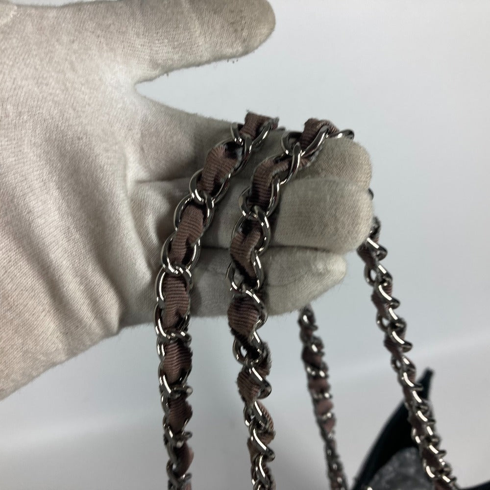 CHANEL CC โคโค่มาร์ค สะพายข้าง ลิปสติก กระเป๋า W Chain กระเป๋าสะพายข้าง หนังแก้ว ผู้หญิง สีดำ