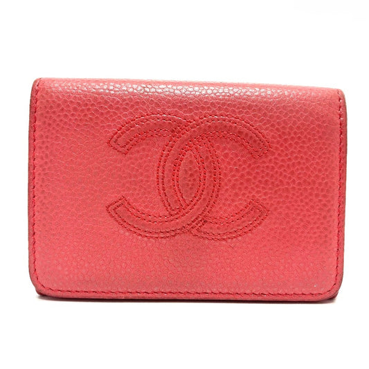 Chanel A70796 cc coco mark w cangkuk dompet flap kecil padat 3 wanita dilipat dompet kaviar kulit