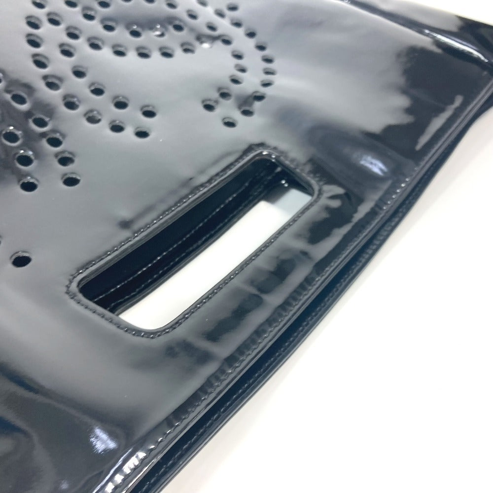 CHANEL パンチングロゴ トリプルココ CC ココマーク ビッグ カバン ハンドバッグ エナメル レディース ブラック - brandshop-reference