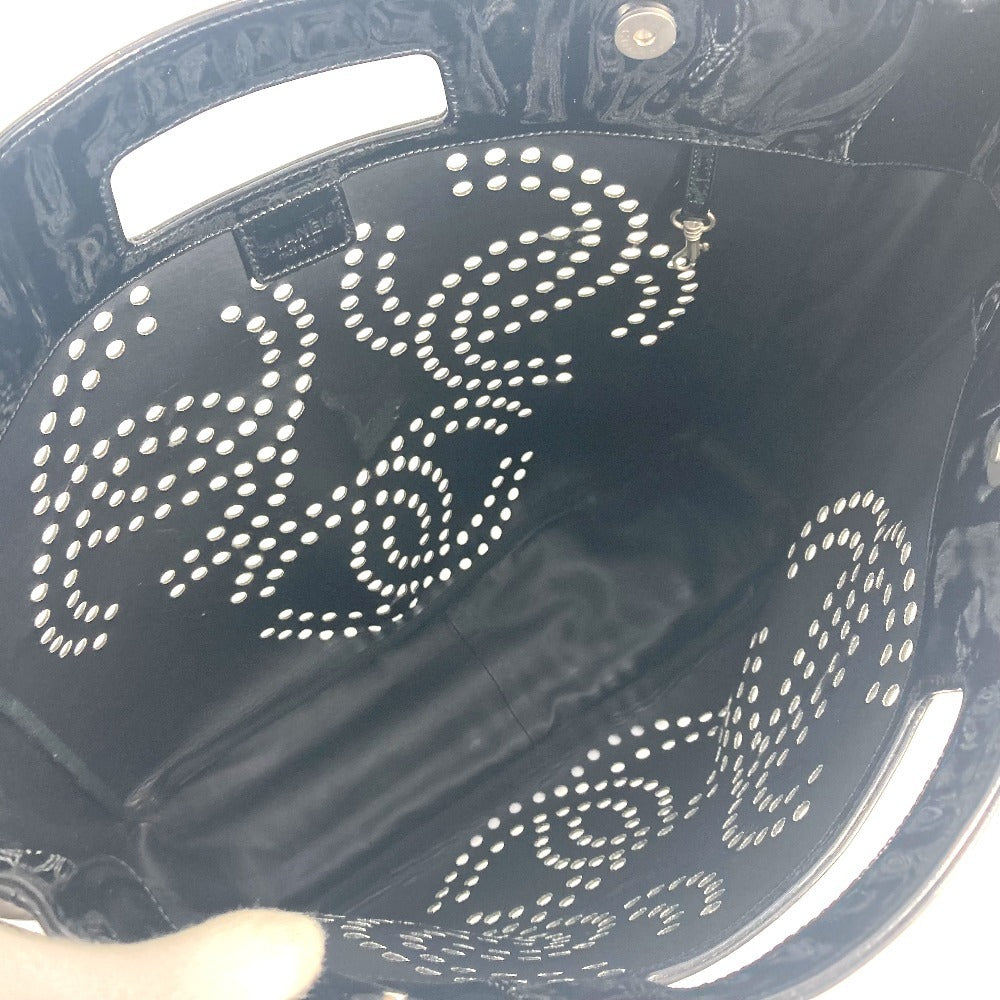 CHANEL パンチングロゴ トリプルココ CC ココマーク ビッグ カバン ハンドバッグ エナメル レディース ブラック - brandshop-reference
