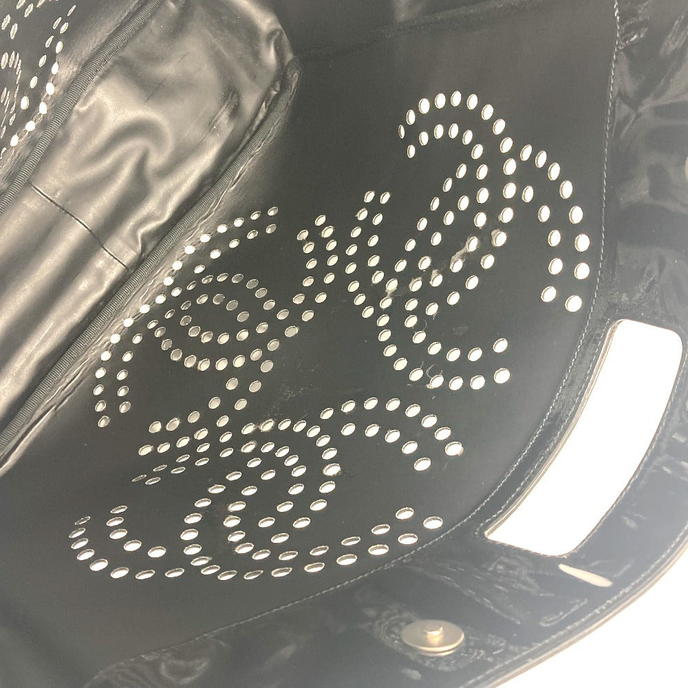 CHANEL パンチングロゴ トリプルココ CC ココマーク ビッグ カバン ハンドバッグ エナメル レディース ブラック - brandshop-reference