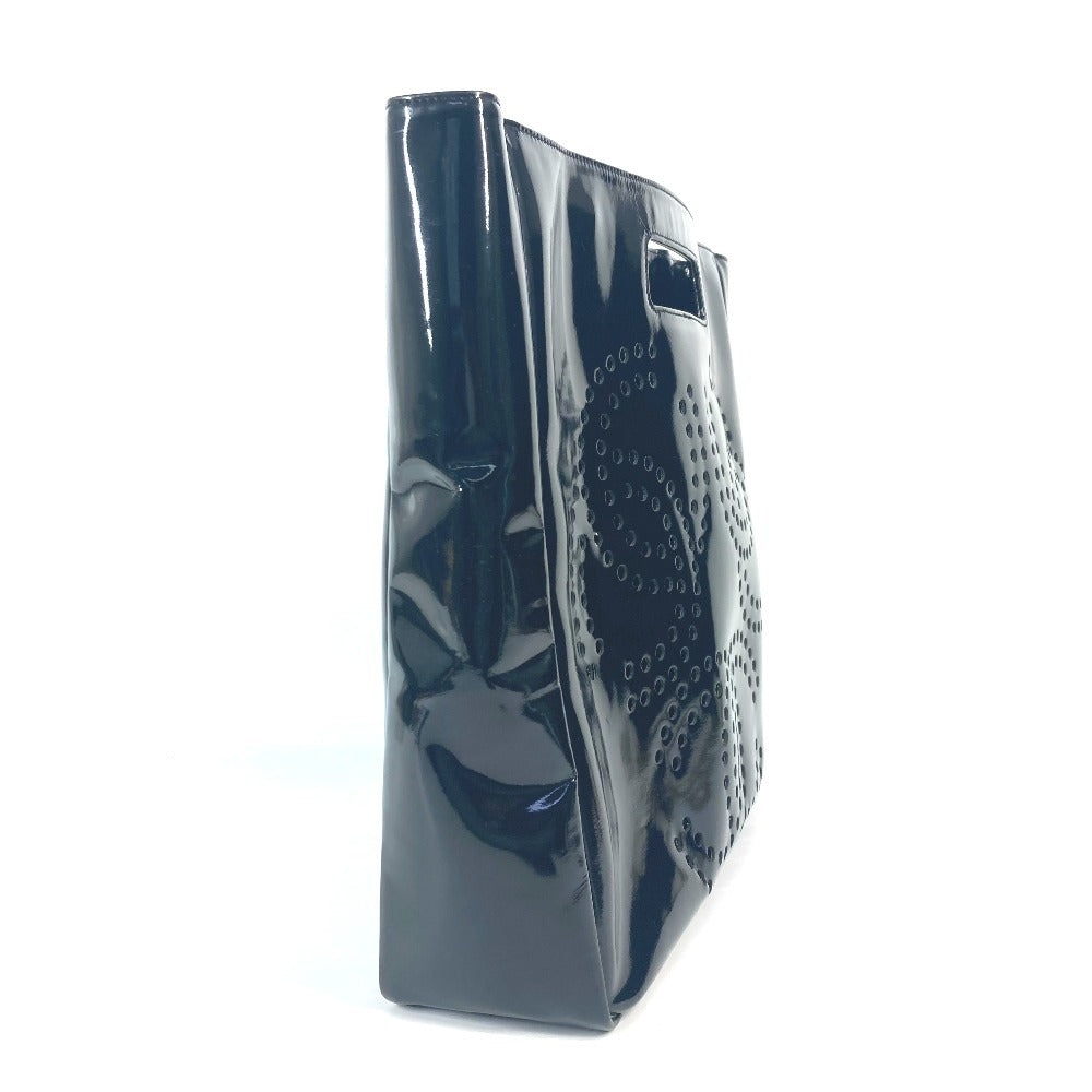 CHANEL パンチングロゴ トリプルココ CC ココマーク ビッグ カバン ハンドバッグ エナメル レディース ブラック - brandshop-reference