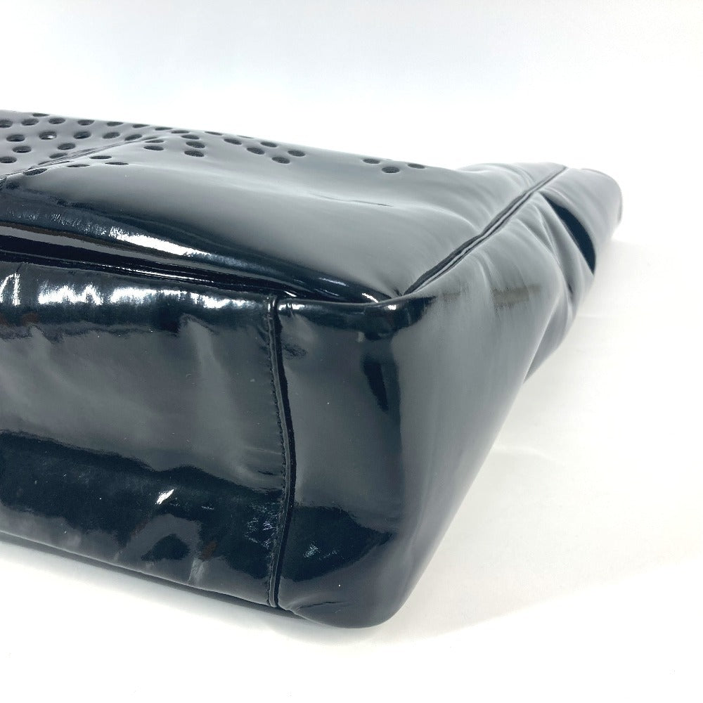 CHANEL パンチングロゴ トリプルココ CC ココマーク ビッグ カバン ハンドバッグ エナメル レディース ブラック - brandshop-reference