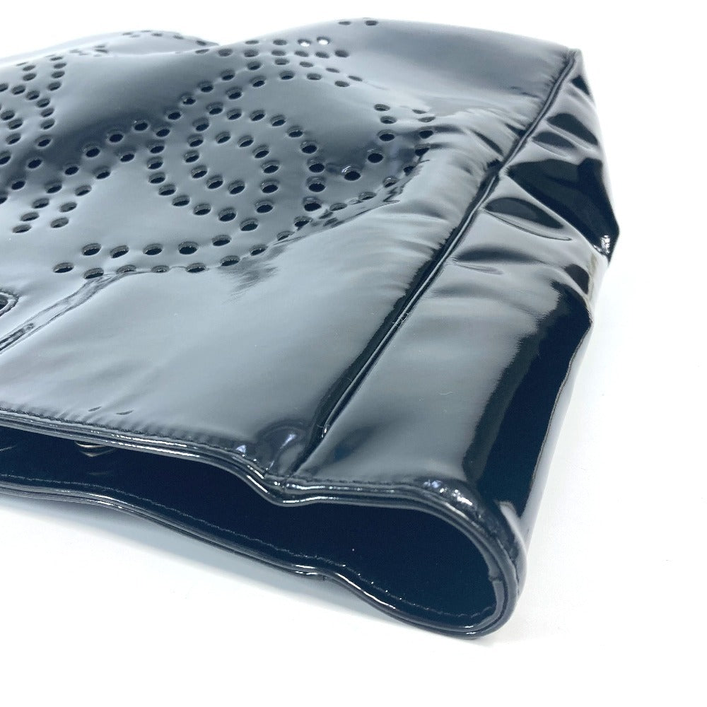 CHANEL パンチングロゴ トリプルココ CC ココマーク ビッグ カバン ハンドバッグ エナメル レディース ブラック - brandshop-reference