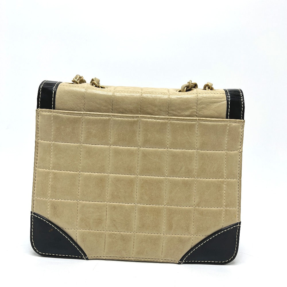 CHANEL ココマーク バイカラー チョコバー チェーン カバン バッグ 2WAYバッグ ハンドバッグ ショルダーバッグ レザー レディース ベージュ