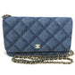 CHANEL AP0250 長財布 チェーンバッグ マトラッセ チェーンウォレット 斜め掛け ショルダーバッグ デニム レディース ブルー