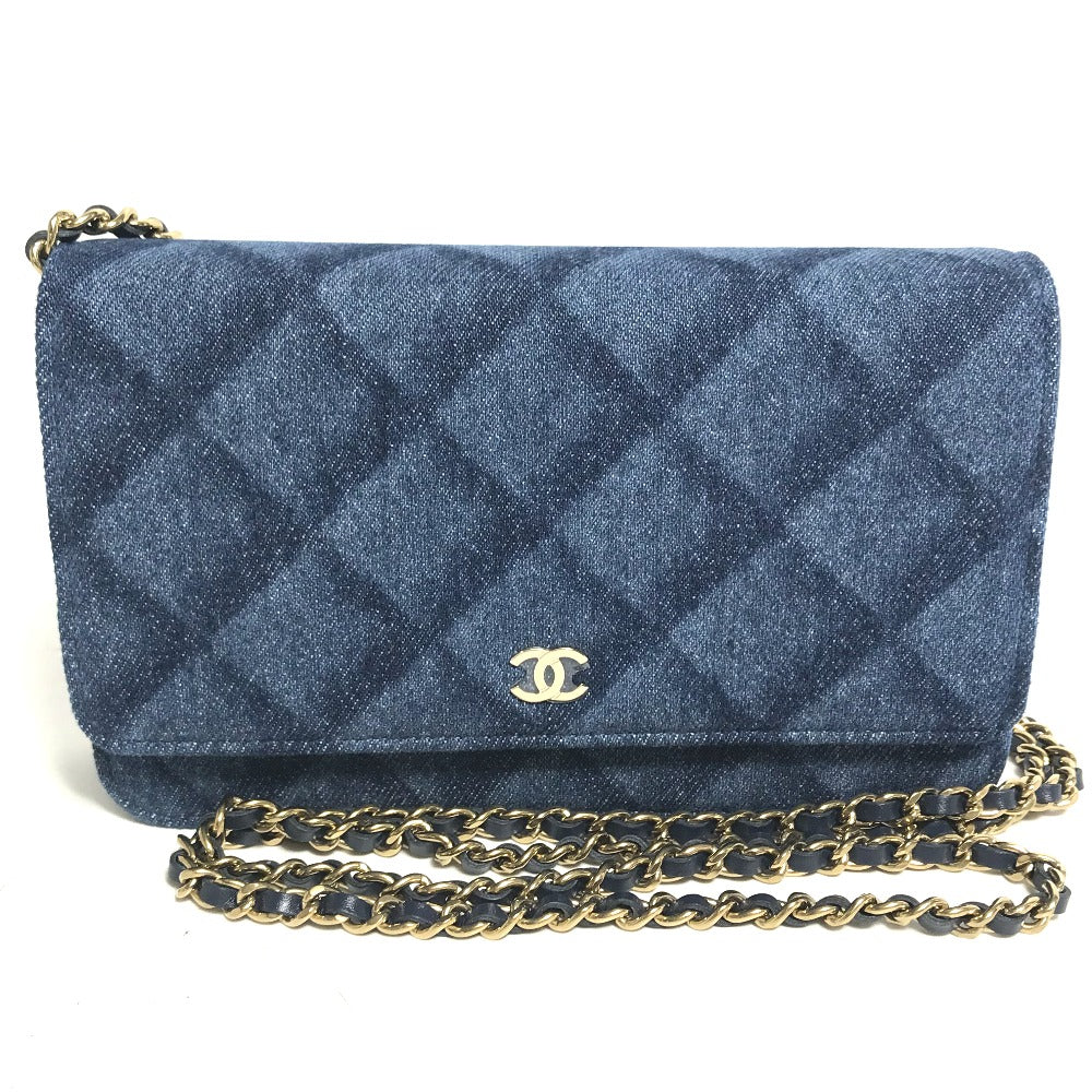 CHANEL AP0250 長財布 チェーンバッグ マトラッセ チェーンウォレット 斜め掛け ショルダーバッグ デニム レディース ブルー