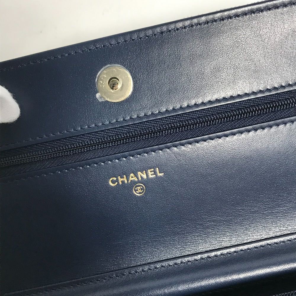 CHANEL AP0250 長財布 チェーンバッグ マトラッセ チェーンウォレット 斜め掛け ショルダーバッグ デニム レディース ブルー