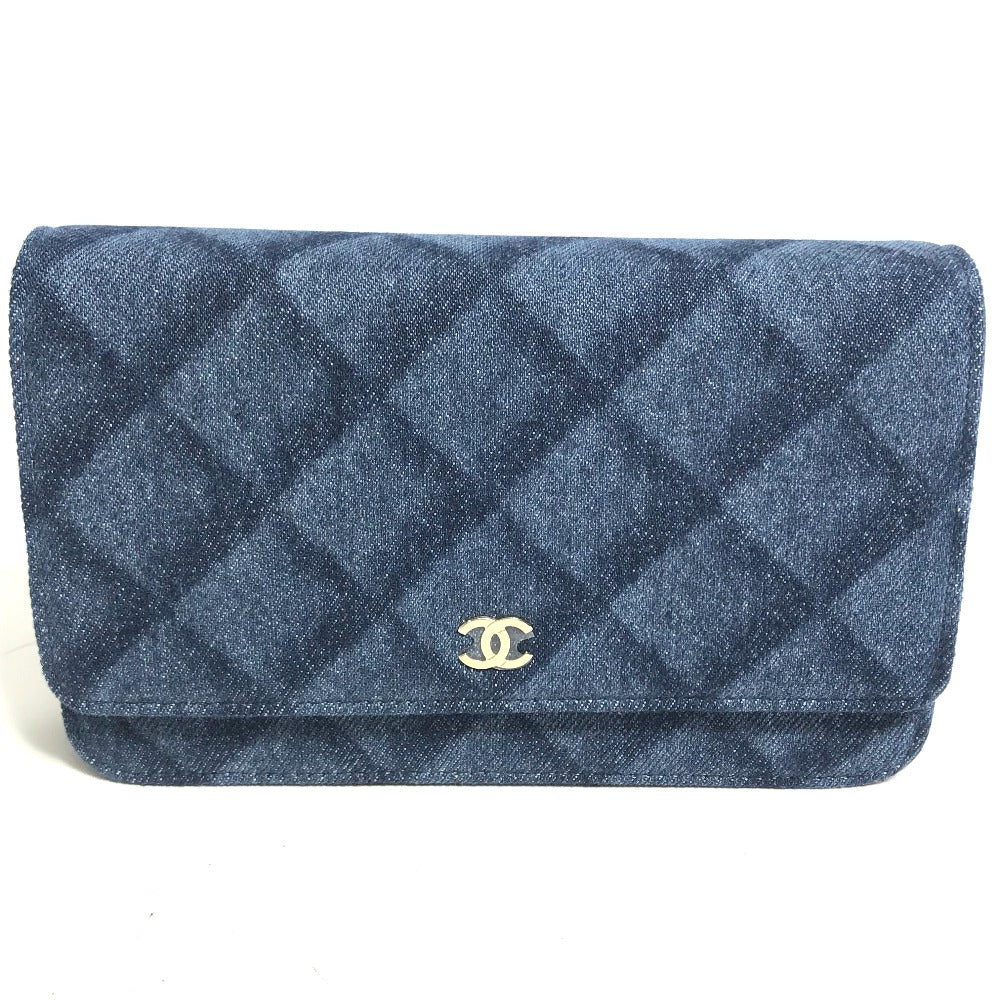 CHANEL AP0250 長財布 チェーンバッグ マトラッセ チェーンウォレット 斜め掛け ショルダーバッグ デニム レディース ブルー