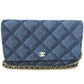CHANEL AP0250 長財布 チェーンバッグ マトラッセ チェーンウォレット 斜め掛け ショルダーバッグ デニム レディース ブルー
