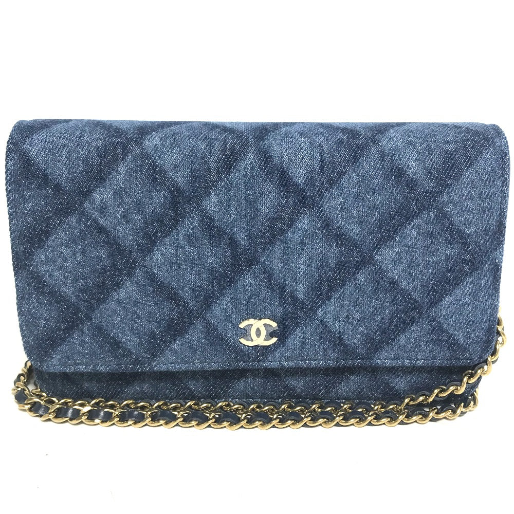 CHANEL AP0250 長財布 チェーンバッグ マトラッセ チェーンウォレット 斜め掛け ショルダーバッグ デニム レディース ブルー