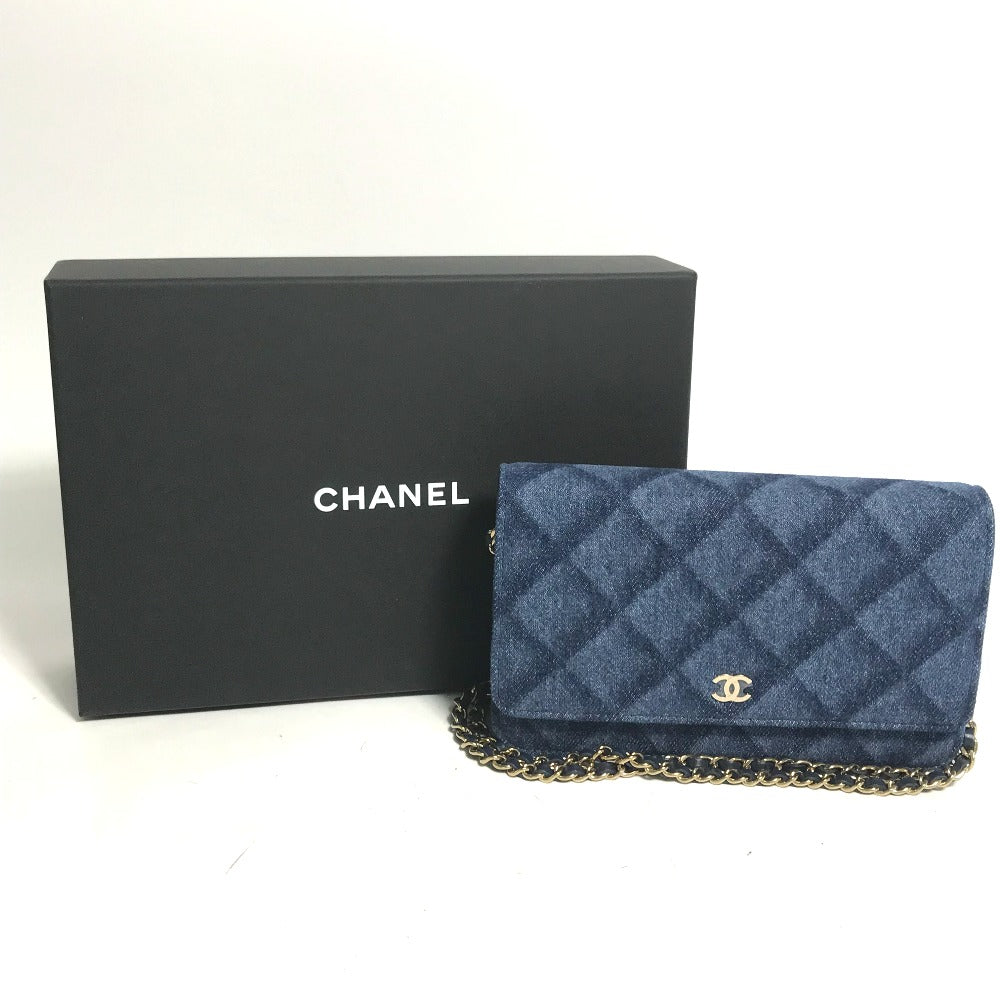 CHANEL AP0250 長財布 チェーンバッグ マトラッセ チェーンウォレット 斜め掛け ショルダーバッグ デニム レディース ブルー