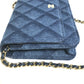 CHANEL AP0250 長財布 チェーンバッグ マトラッセ チェーンウォレット 斜め掛け ショルダーバッグ デニム レディース ブルー