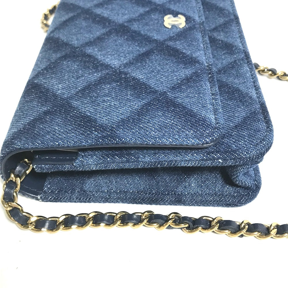 CHANEL AP0250 長財布 チェーンバッグ マトラッセ チェーンウォレット 斜め掛け ショルダーバッグ デニム レディース ブルー