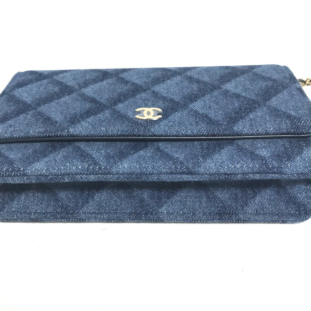 CHANEL AP0250 長財布 チェーンバッグ マトラッセ チェーンウォレット 斜め掛け ショルダーバッグ デニム レディース ブルー