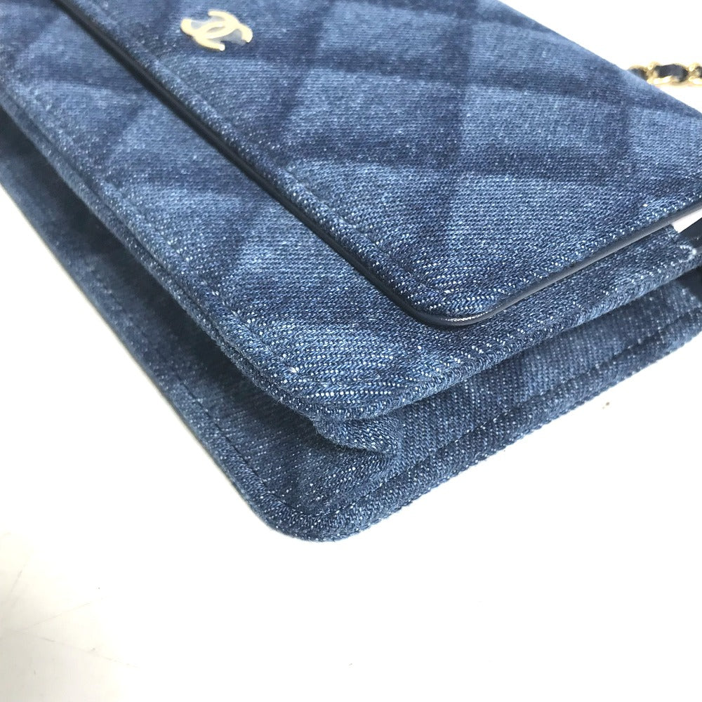 CHANEL AP0250 長財布 チェーンバッグ マトラッセ チェーンウォレット 斜め掛け ショルダーバッグ デニム レディース ブルー