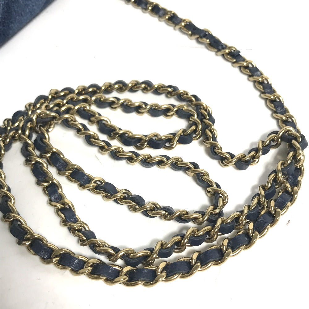 CHANEL AP0250 長財布 チェーンバッグ マトラッセ チェーンウォレット 斜め掛け ショルダーバッグ デニム レディース ブルー