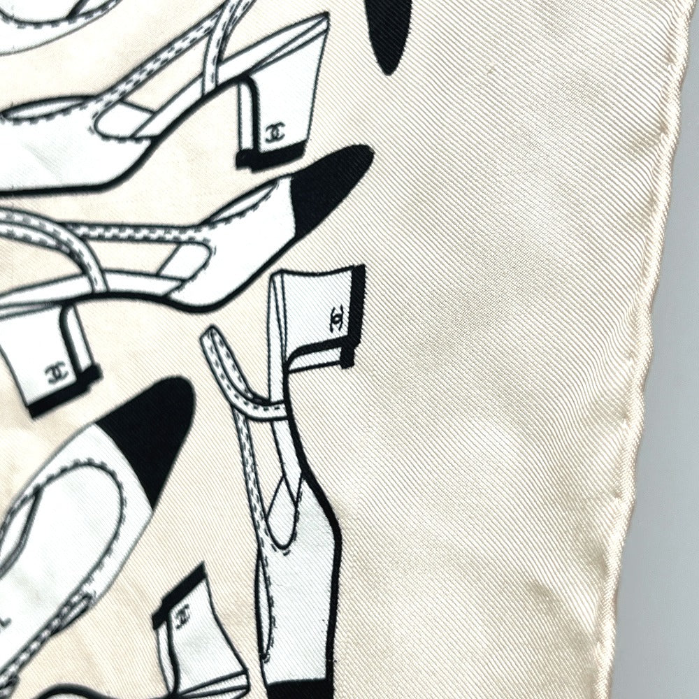 CHANEL Pumps Motif Apparel Accessories Stole Large Scarf Silk Women's Beige