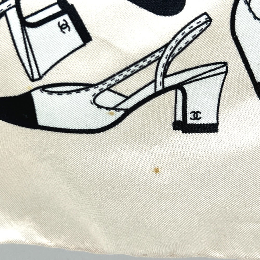 CHANEL Pumps Motif Apparel Accessories Stole Large Scarf Silk Women's Beige
