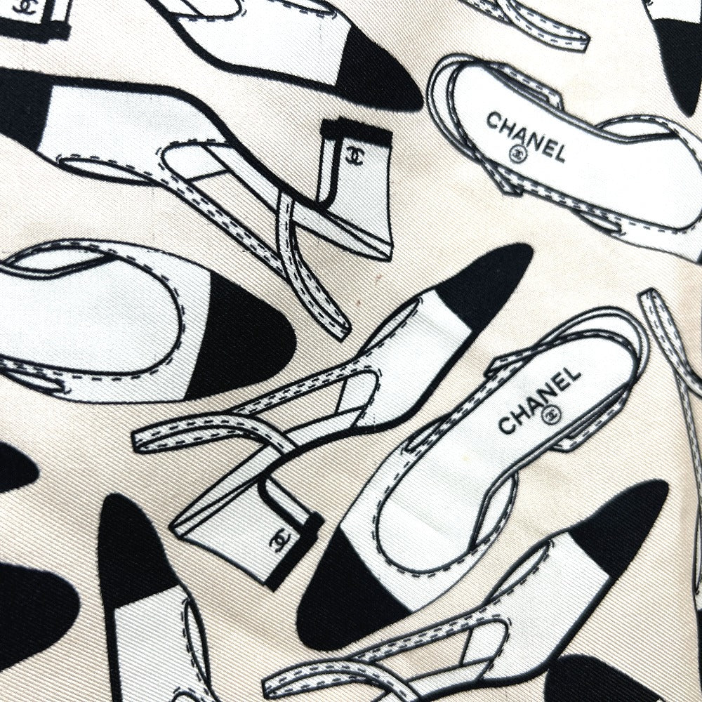 CHANEL Pumps Motif Apparel Accessories Stole Large Scarf Silk Women's Beige