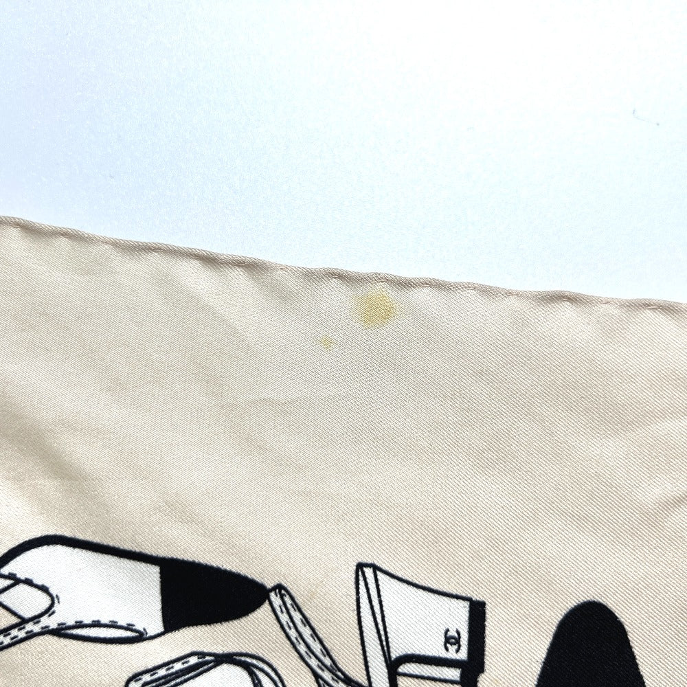 CHANEL Pumps Motif Apparel Accessories Stole Large Scarf Silk Women's Beige