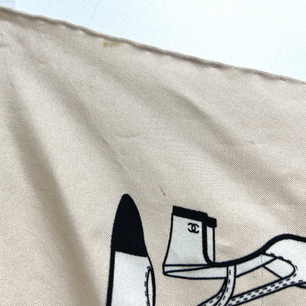 CHANEL Pumps Motif Apparel Accessories Stole Large Scarf Silk Women's Beige