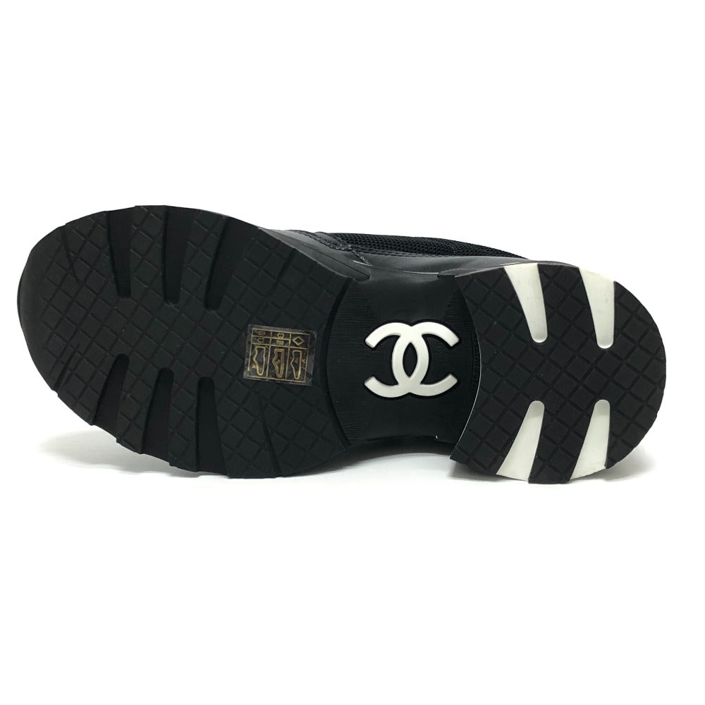 CHANEL G46871 Fall/Winter 25/26 Coco Mark Mixed Fiber Shiny Calfskin & Suede Heel Sneakers Suede Women's Black