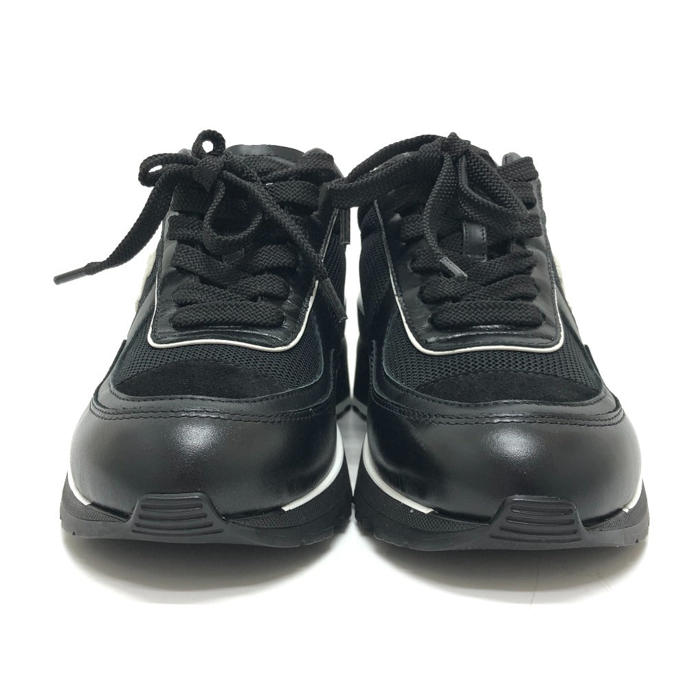 CHANEL G46871 Fall/Winter 25/26 Coco Mark Mixed Fiber Shiny Calfskin & Suede Heel Sneakers Suede Women's Black