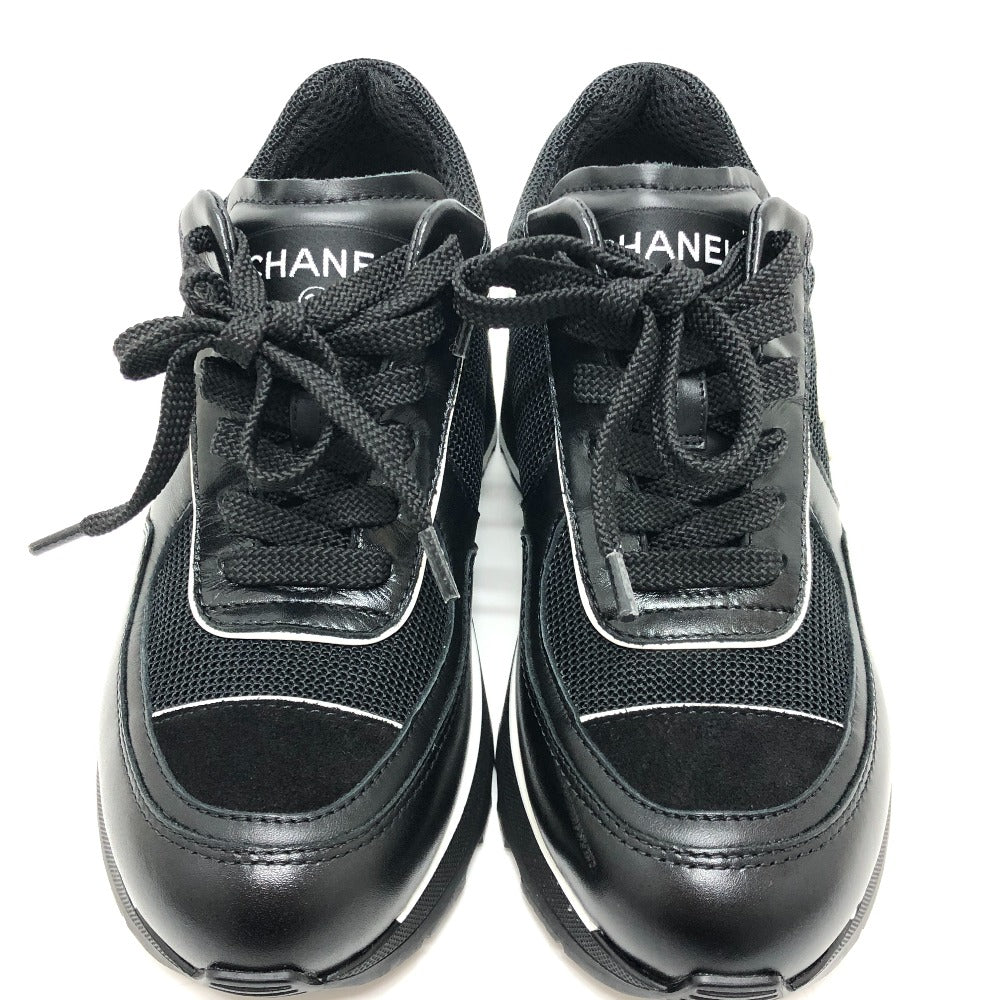 CHANEL G46871 Fall/Winter 25/26 Coco Mark Mixed Fiber Shiny Calfskin & Suede Heel Sneakers Suede Women's Black