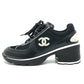 CHANEL G46871 Fall/Winter 25/26 Coco Mark Mixed Fiber Shiny Calfskin & Suede Heel Sneakers Suede Women's Black
