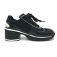 CHANEL G46871 Fall/Winter 25/26 Coco Mark Mixed Fiber Shiny Calfskin & Suede Heel Sneakers Suede Women's Black