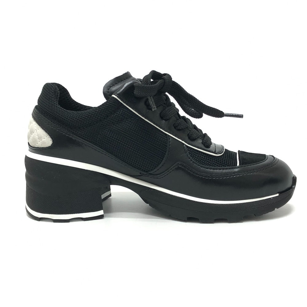 CHANEL G46871 Fall/Winter 25/26 Coco Mark Mixed Fiber Shiny Calfskin & Suede Heel Sneakers Suede Women's Black