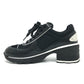 CHANEL G46871 Fall/Winter 25/26 Coco Mark Mixed Fiber Shiny Calfskin & Suede Heel Sneakers Suede Women's Black