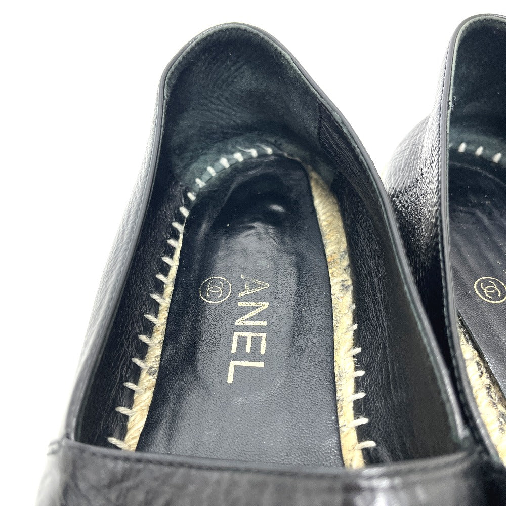 CHANEL Ｇ29762 CC Mark Espadrilles Slip-on shoes Slip-on Leather Black Used
