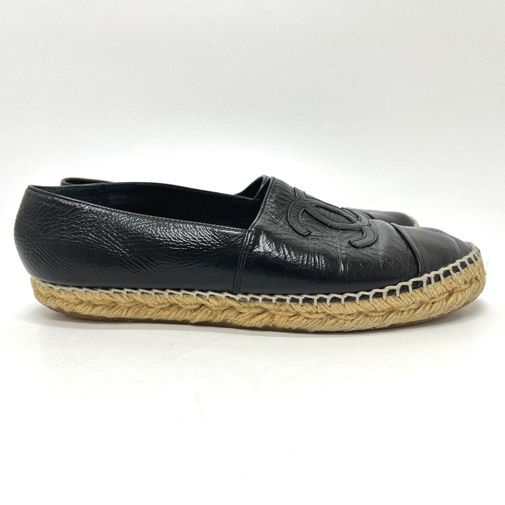 CHANEL Ｇ29762 CC Mark Espadrilles Slip-on shoes Slip-on Leather Black Used