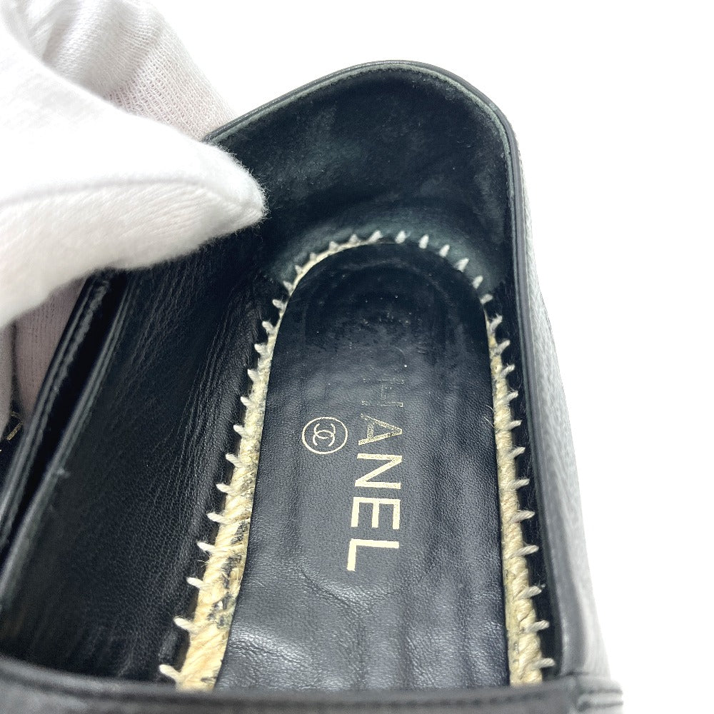 CHANEL Ｇ29762 CC Mark Espadrilles Slip-on shoes Slip-on Leather Black Used