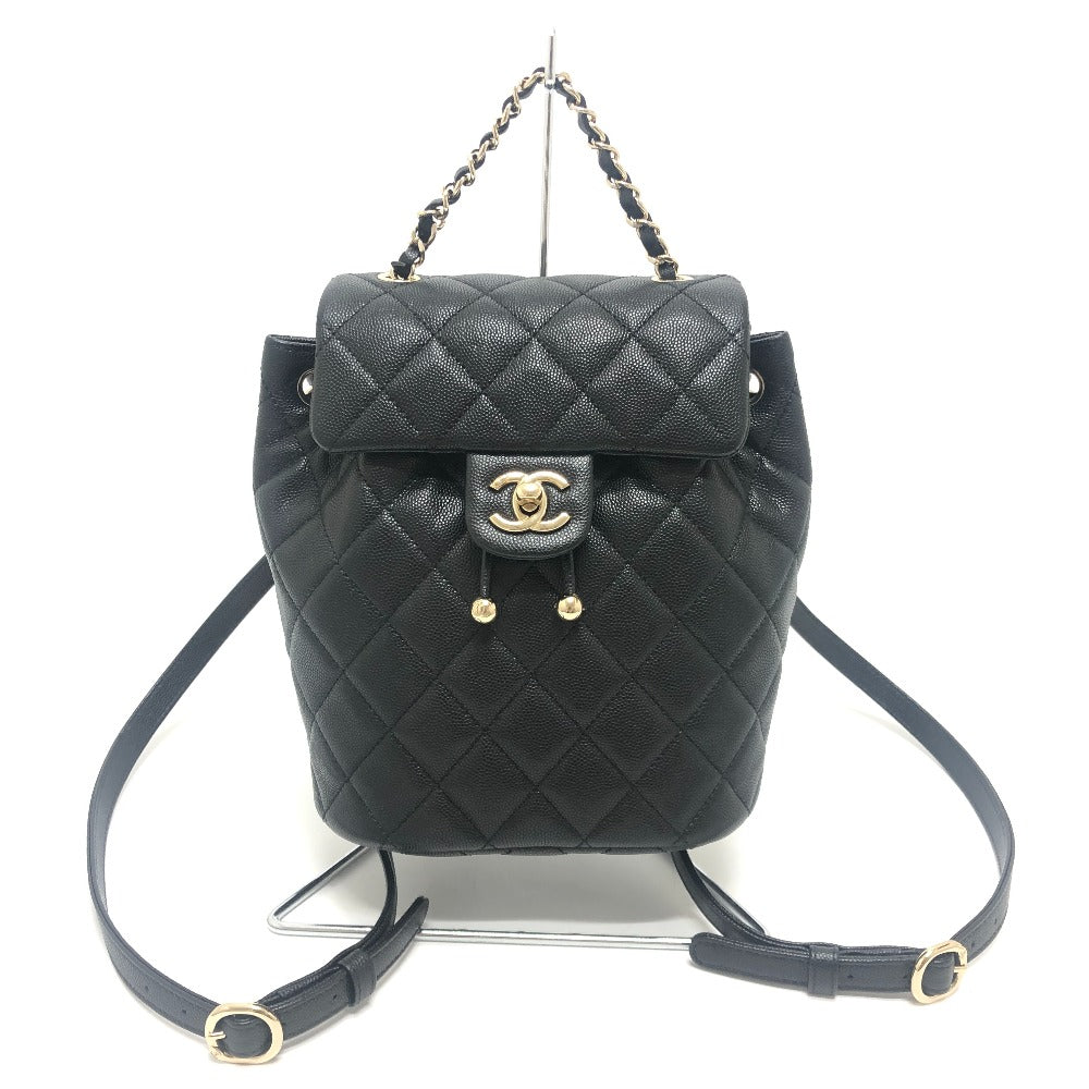 CHANEL AS4058 マトラッセ キルティング ココマーク CC ロゴ チェーン カバン バックパック リュックサック キャビアスキン レディース ブラック
