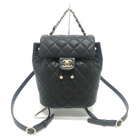 CHANEL AS4058 マトラッセ キルティング ココマーク CC ロゴ チェーン カバン バックパック リュックサック キャビアスキン レディース ブラック