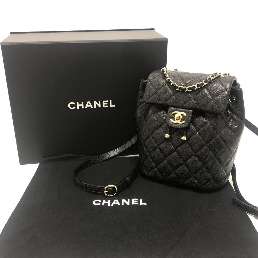 CHANEL AS4058 マトラッセ キルティング ココマーク CC ロゴ チェーン カバン バックパック リュックサック キャビアスキン レディース ブラック
