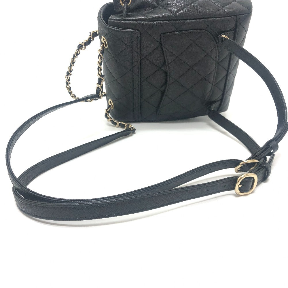 CHANEL AS4058 マトラッセ キルティング ココマーク CC ロゴ チェーン カバン バックパック リュックサック キャビアスキン レディース ブラック