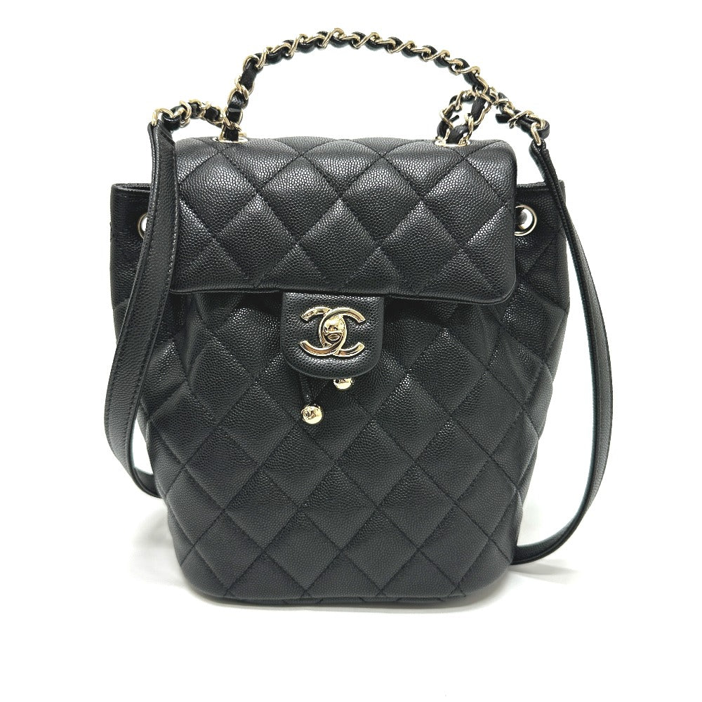 CHANEL AS4058 バックパック マトラッセ キルティング ココマーク CC ロゴ チェーン カバン リュックサック キャビアスキン レディース G金具 ブラック